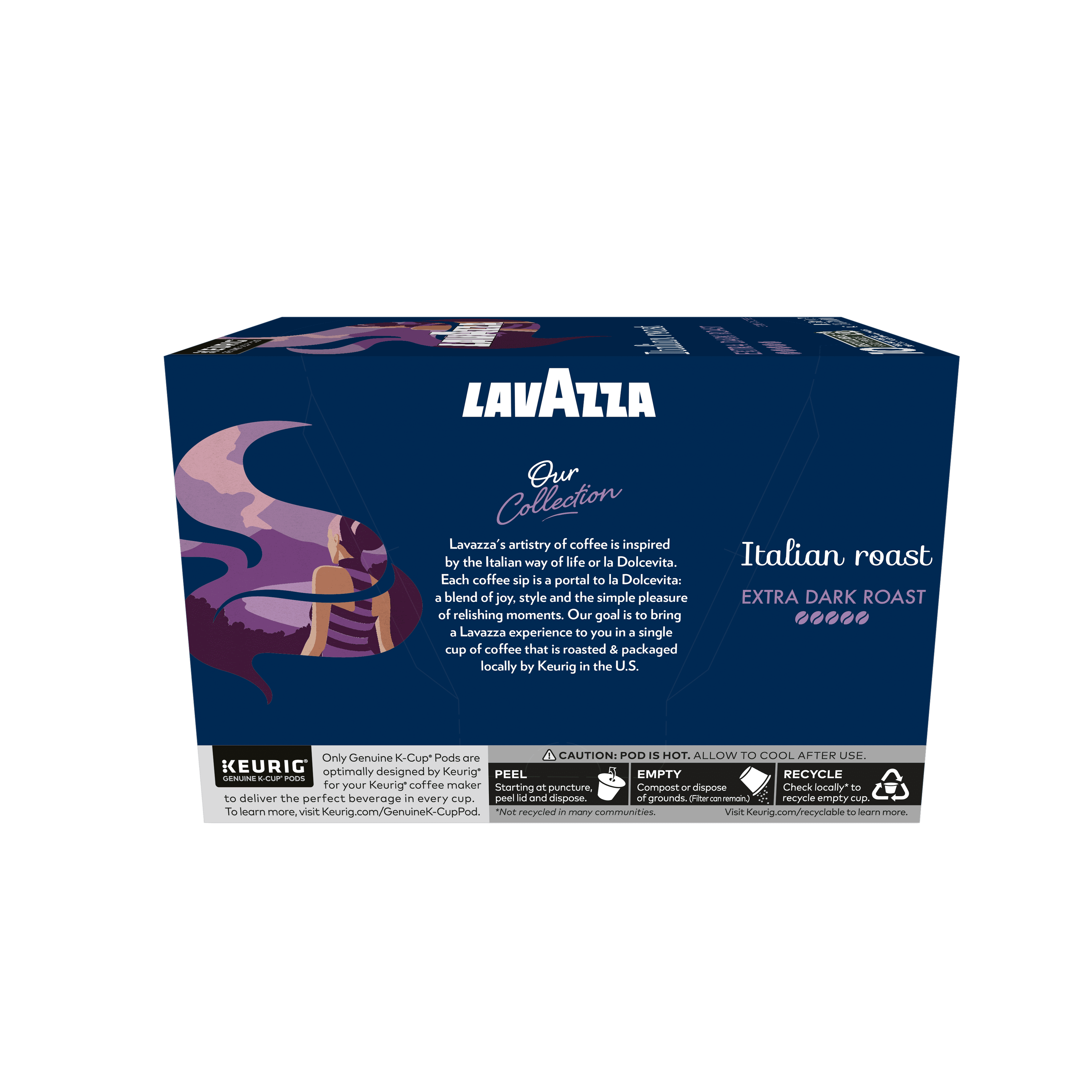 Lavazza Italian Roast Keurig K-Cup® Pods, Extra Dark Roast, 100% Arabica (60 Pods)