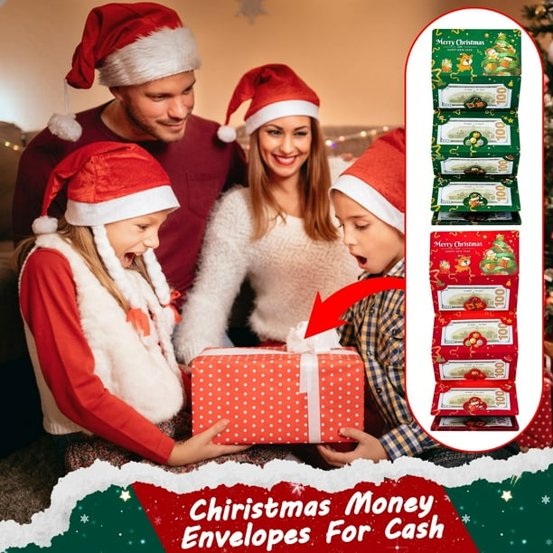 Sobre Rojo Navideño con 10 Tarjetas, Caja de Dinero con Sobre Rojo para Fiestas Sorpresa Navideñas - Almacenamiento de Regalos Navideños