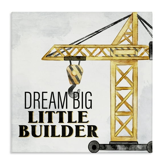 Stupell Industries Dream Big Little Builder Transportation Painting Wrapped Canvas Art Print Wall Art, 17 x 17