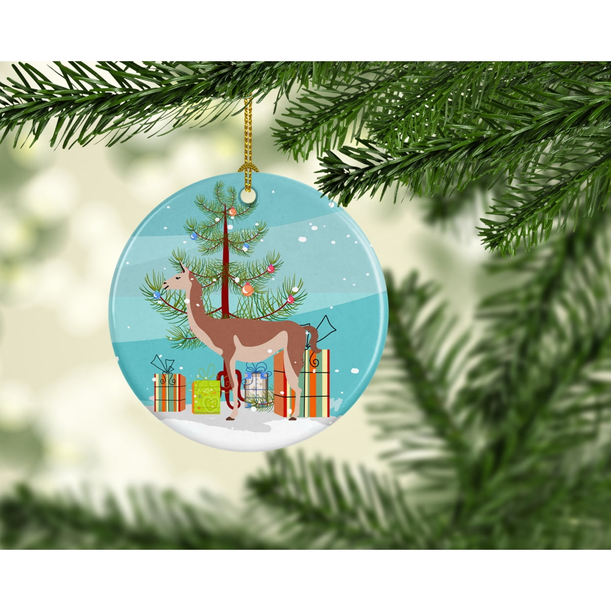 Guanaco Christmas Ceramic Ornament