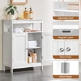 thumbnail image 6 of Bathroom Floor Storage Cabinet, Wooden Free Standing Storage Organizer with 2 Doors & Adjustable Shelves, for Living Room Hallway, White, 6 of 19