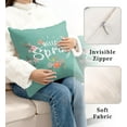 thumbnail image 4 of Spring Decorations Pillow Covers Colorful Cute Floral Throw Pillows Case 20 x 20 Bird Dark Green Pillowcases Set of 2 Spring Day Home Decor for Indoor Living Room Bed, 4 of 6