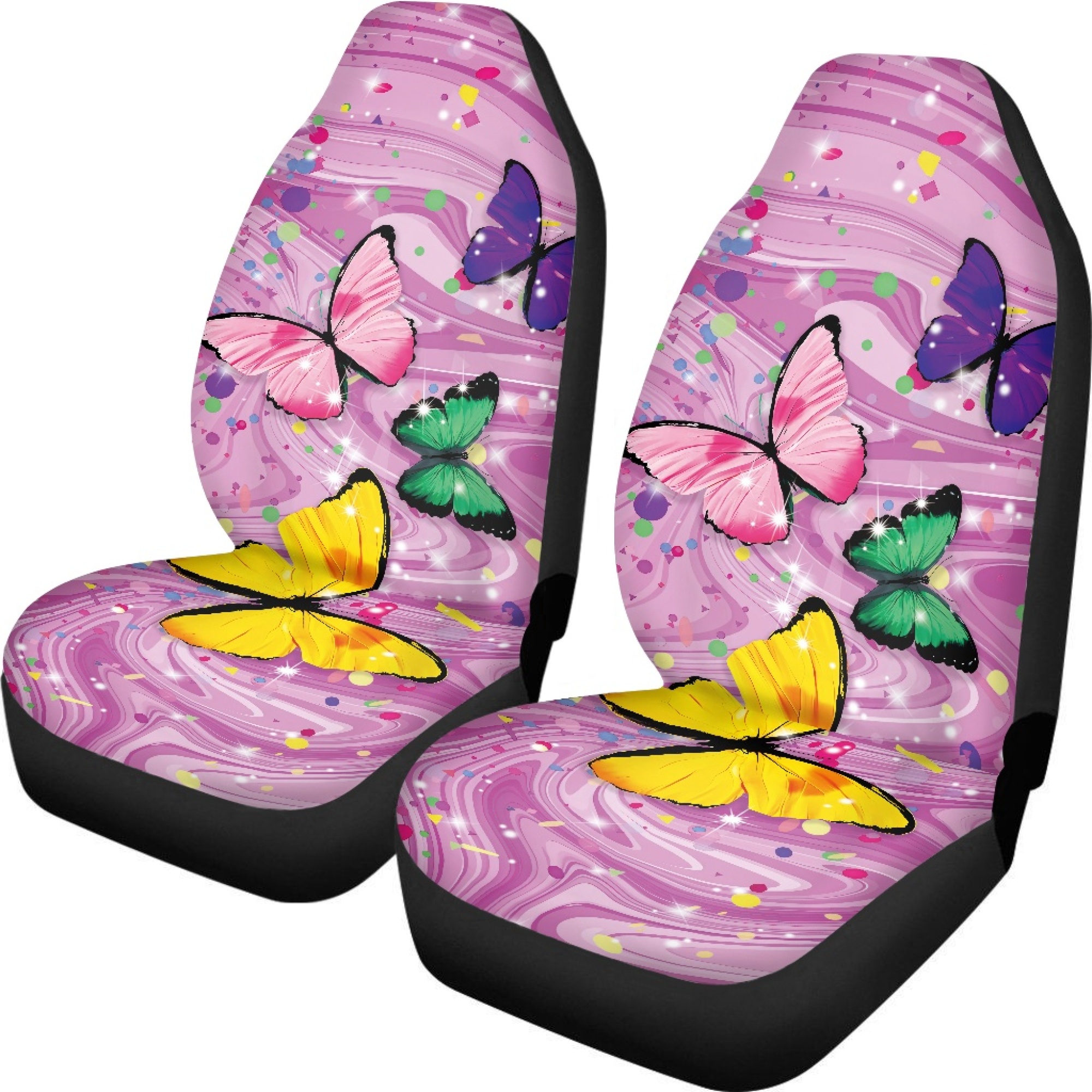 Bivenant Store Colorful Butterfly Pattern Car Seat Cover Set, Car Seat