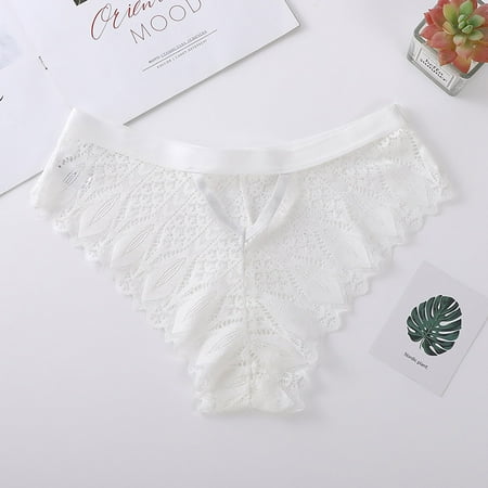 Alitao Cotton Underwear Seamless Underwear Lace Underwear For Women Crochet Lace Lace Up Panty Hollow Out Underwear Womens Underwear Clearance White S
