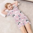 thumbnail image 6 of Silky Satin Kids' Pajama Set Breathable & Smooth Unisex Button-Down Pajamas Panda and Clouds Pattern, 6 of 8