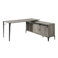 thumbnail image 2 of GZXS Modern Industrial L-Shaped Computer Desk with Sliding-Doors Storage Cabinet, Open Shelves, Metal Frame & Cord Management - 65"L x 65"W x 31"H, Gray Oak & Black, 2 of 6