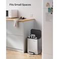 thumbnail image 2 of SONGMICS Kitchen Trash Can, 5.2-Gallon (20L) Garbage Can with Lid, Stainless Steel, Soft Close and Stays Open, Inner Bucket, Wide Non-Slip Pedal, Metallic Silver, 2 of 8