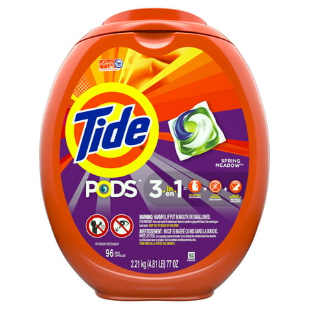 Tide PODS Liquid Laundry Detergent Pacs, Spring Meadow, 96 (Best Laundry Soap Recipe)