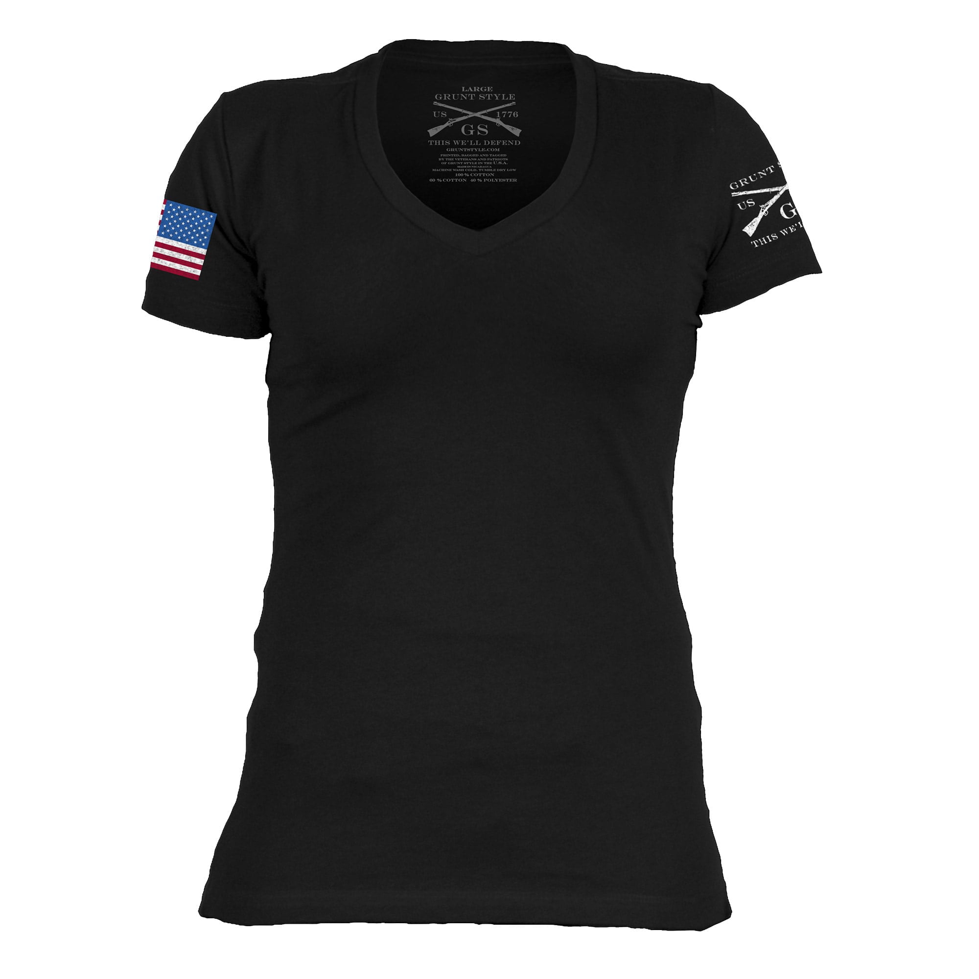 Grunt Style Full Color Flag Basic T-Shirt Dark Heather Gray 
