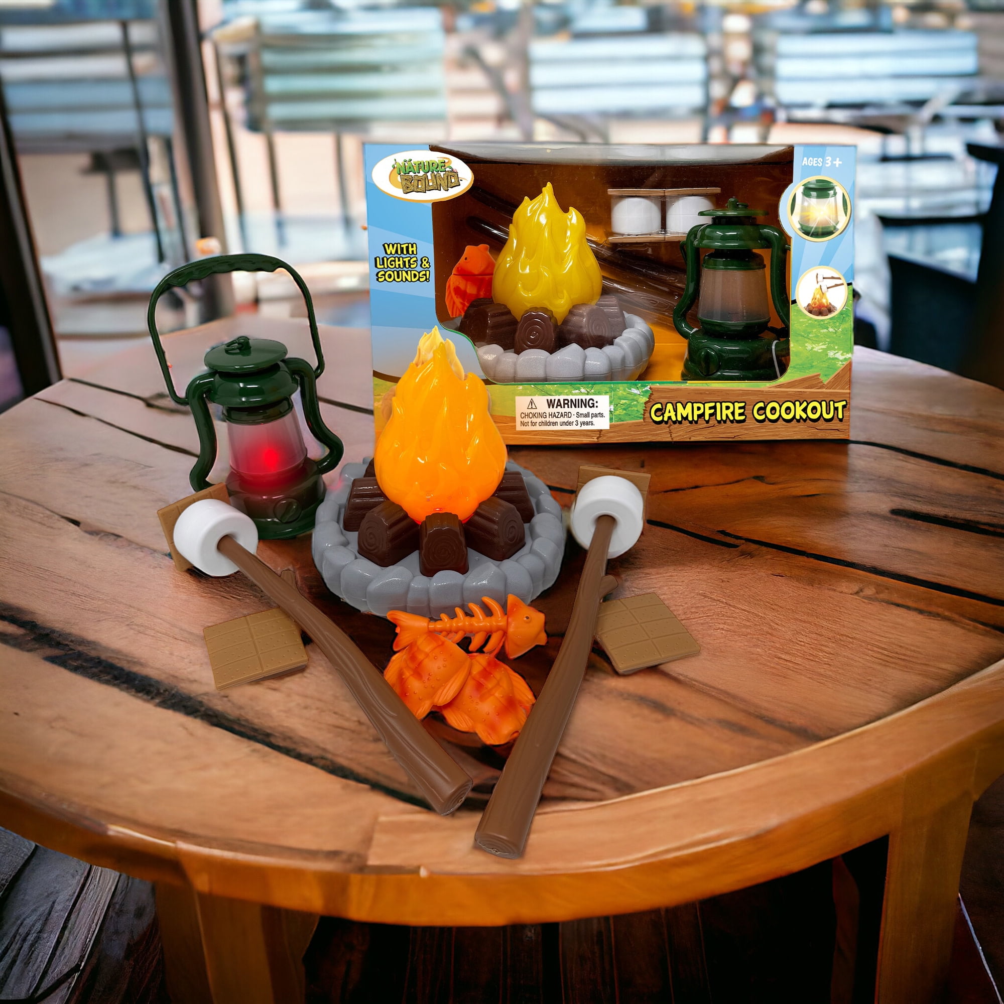 Nature Bound: Campfire Cookout - 13pc Light & Sound Camping Toy Playset, Crackling Campfire, S'mores-Lantern-Fish, In-Outdoor Pretend Play, Kids 3+
