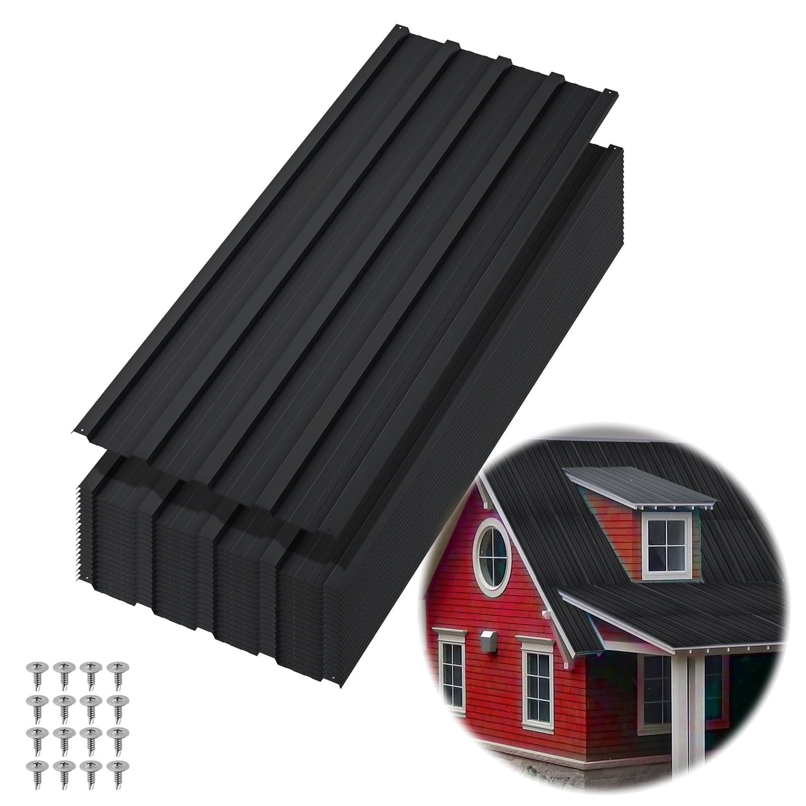 20 Pcs Metal Roofing Panels, 3.54 Ft Corrugated Galvanized Steel Roofing Panels, Heavy Duty Metal Siding Panels with Screws for Pergola, Gazebo, Shed, Outdoor Storage, Chicken Coop, Patio,Garages