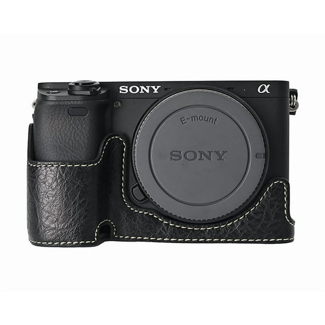 GadgetCom Camera Half Case Compatible with Sony Alpha 6400 A6400 , Anti-Slip PU Leather Shell Protective Cover
