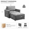 thumbnail image 2 of DOMICARE 44" Gray Accent Chair with Ottoman, Upholstered Single Sofa Lounge, Thick Chenille Cushions, Comfy Reading Chair for Living Room, 2 of 7