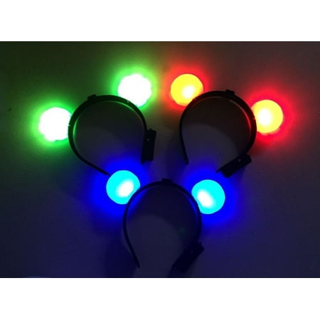 Mickey Mouse Camper Lights LWS LA Wholesale Store 12 Light-Up Mickey Mouse Ears Flashing Minnie Headbands LED Blinking Favors & ** 1 Free miniature figures ()