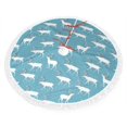 thumbnail image 2 of Christmas Tree Skirt, reindeer winter christmas blue Christmas Tree Decorations Indoor, Tree Skirts Mat With Tassel Trim for Halloween New Year Holiday Christmas Party Decor 30 Inches, 2 of 7