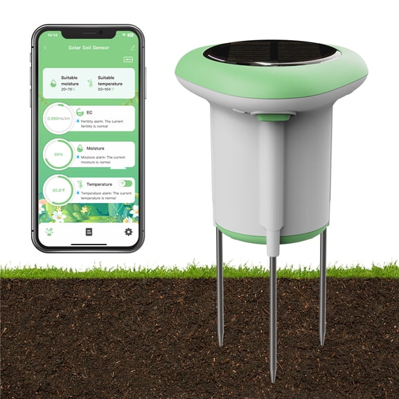WiFi 3 in1 Smart Soil Sensor Moisture Temperature Fertility Meter for Outdoor Plant,Digital Soil Tester for Garden Farm Greenhouse