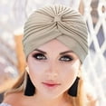thumbnail image 2 of Minzimin 6 Pieces Turbans for Women Soft Turban Head Wrap Headwear Pleated Beanie Cap Hair Loss Hat (Black, Dark Blue, Beige, Gray, Purple, Navy Blue), Medium, 2 of 7