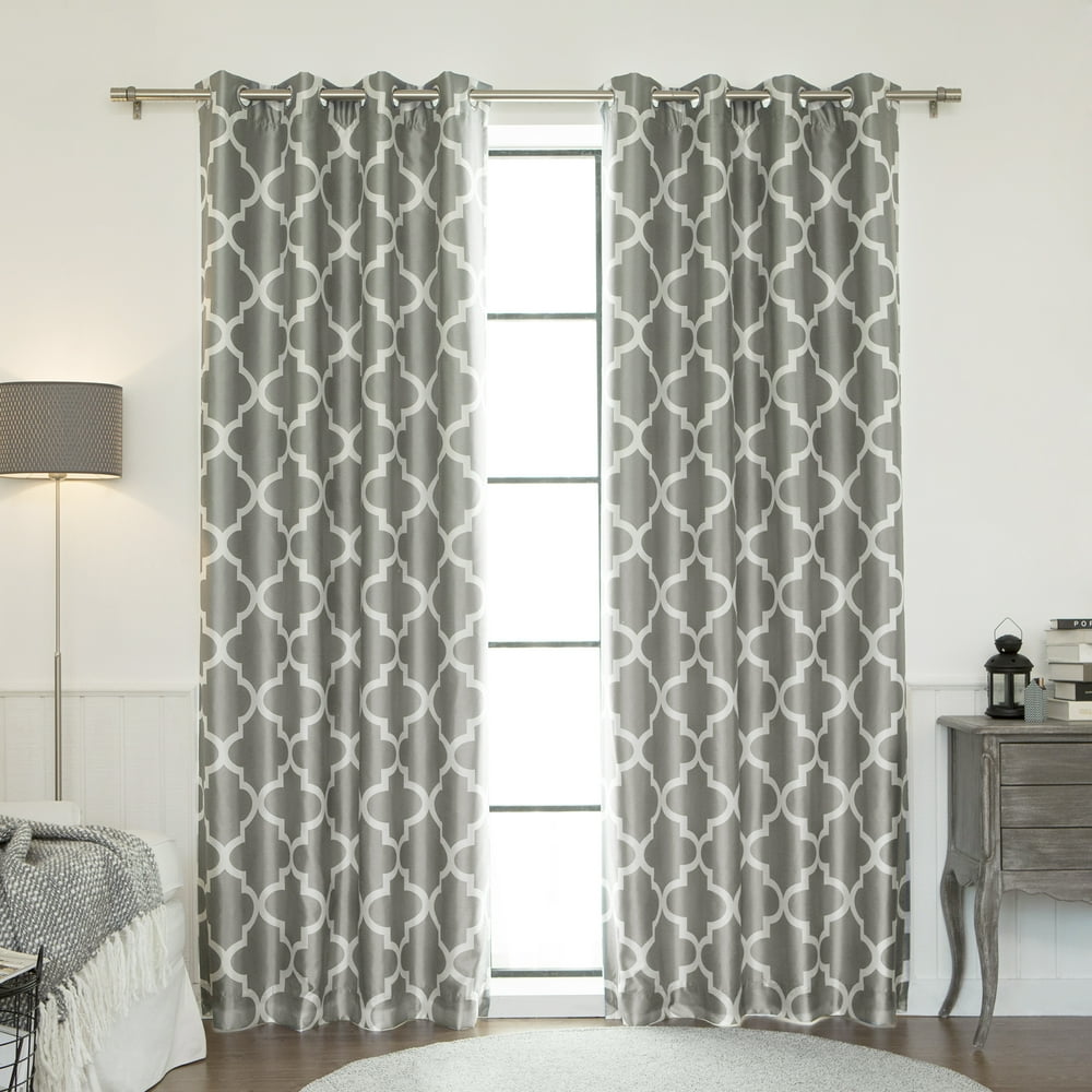 Quality Home Faux Silk Moroccan Blackout Curtain Grey 52"W x 84"L