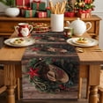 thumbnail image 4 of Burlap Table Runner 70 Inches Long,Christmas Wreath Star Western Cowboy Hat Non-Slip Kitchen Table Runners for Dining Room Everyday Use Party Table Decorations Farmhouse Wood Grain, 4 of 9
