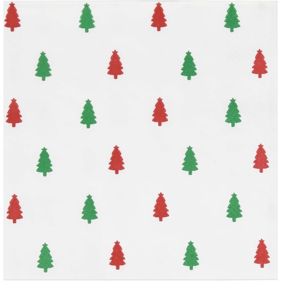 Gift Boutique - 100 Count Christmas Trees Cocktail Beverage Napkins