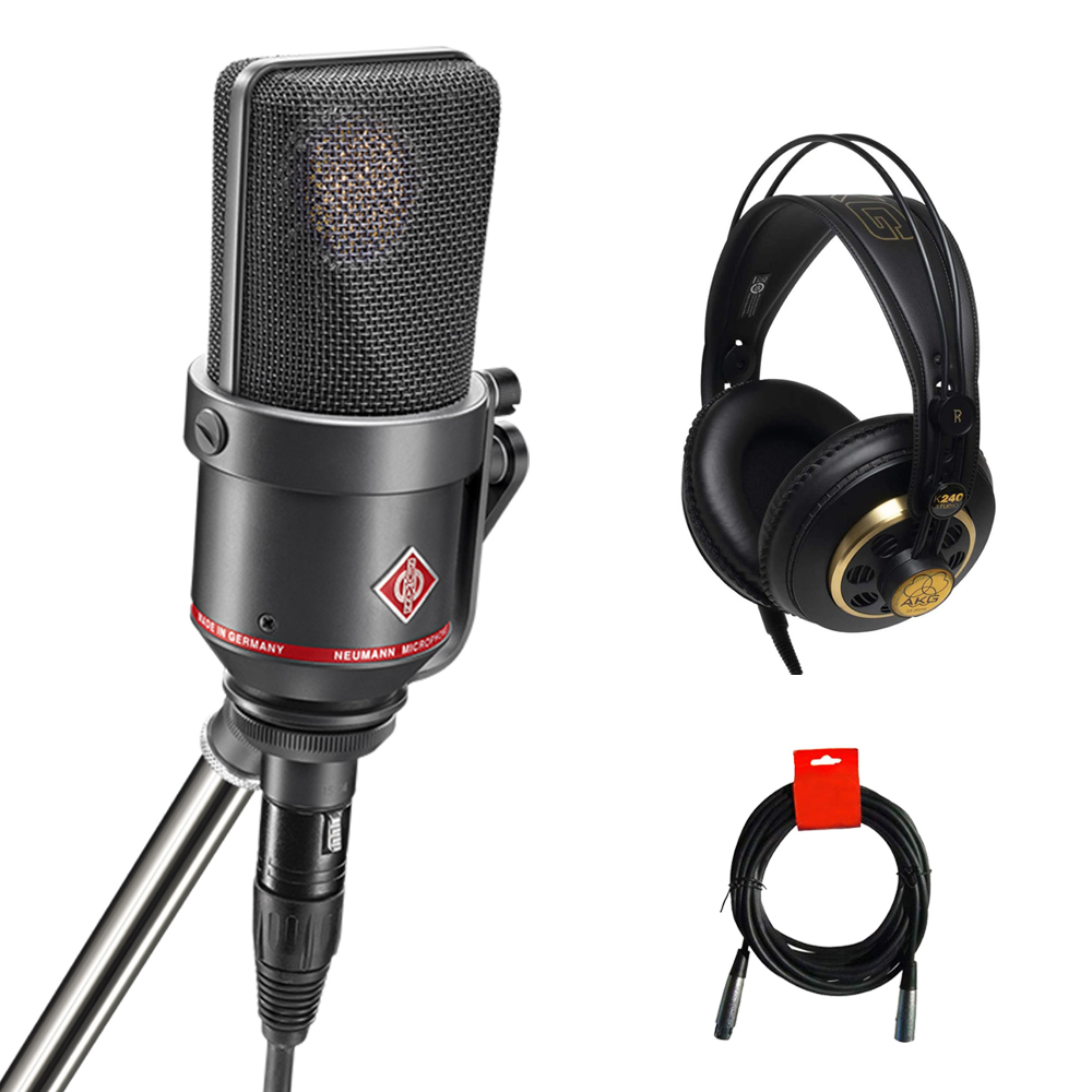 Neumann TLM 170 R Large-Diaphragm Multipattern Condenser Microphone (Black) Bundle with AKG K240 Studio Pro Stereo Headphones and 20' XLR-XLR Cable - image 1 of 9