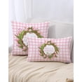 thumbnail image 3 of Hello Spring Pillow Cover 18 x 18 Inch - Pink Tulip Floral Wreath Design, Decorative Spring Season Cushion Case for Home Decor, 3 of 6