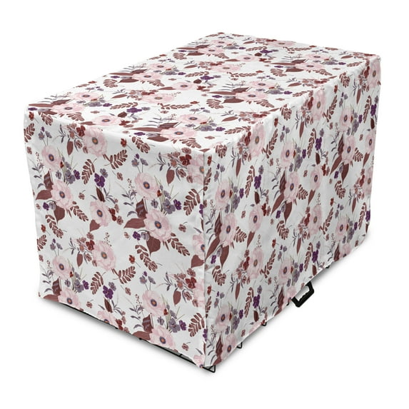 Vintage Dog Crate Cover, Botanical Nostalgia with Blooming Garden Flowers Nosegay Design Pattern, Easy to Use Pet Kennel Cover Small Dogs Puppies Kittens, 7 Sizes, Multicolor, by Ambesonne