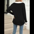 thumbnail image 4 of Suéteres de Cuello en V para Mujer, Jersey con Bloques de Color, Mangas Largas, Corte Holgado, Estilo Informal, Tipo Túnica, Camisetas. Negro XXL, 4 of 10