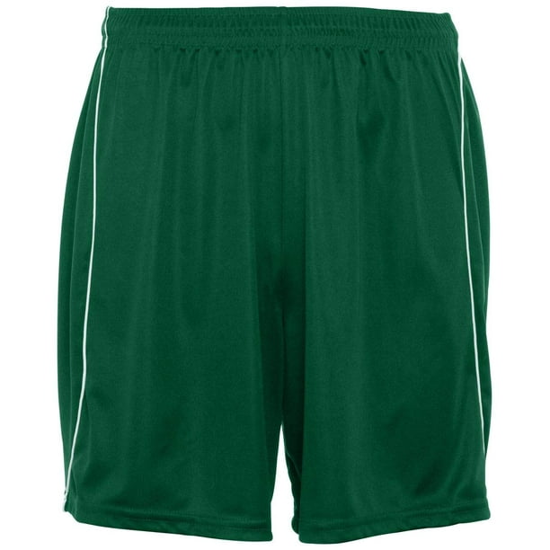 Youth Wicking Soccer Shorts With Piping S Dark Green/White