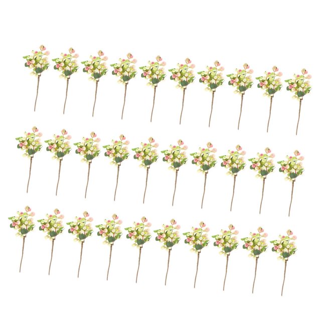 Paquete 30 Simulación Artificial Plástico Fruta Plantas Flor Para Decoración para hogar Rosa BLESIY Rama de frutas de bayas artificiales
