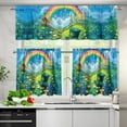 thumbnail image 3 of 3 Pieces St. Patricks Day Kitchen Curtain Valance and Tiers Set, Rainbow Hat Kitchen Window Curtain Toppers and Valances Decor Rod Pocket Curtains Set Window Treatment, 3 of 4