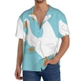 thumbnail image 1 of Fotbe Three White Geese Camisa Estampada de Manga Corta para Hombre, Casual de Verano, Estilo Playero, Sin Arrugas-Small, 1 of 5