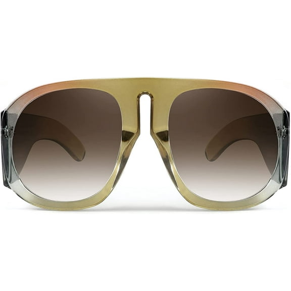 FEISEDY Oversized Aviator Round Sunglasses Women Multi Tinted Thick Frame Vintage Modern Shades B2745