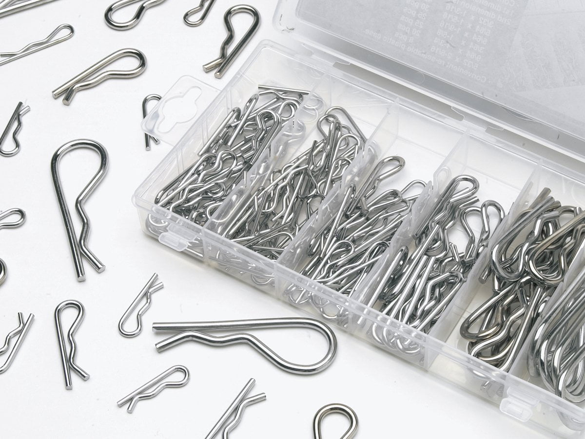 Heavy Duty 150pc Galvanized Mechanical Hair Pin Clip Assortment Set 6 Different Sizes