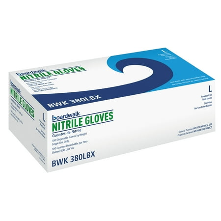 Boardwalk Disposable General-Purpose Nitrile Gloves, Large, Blue, 100/Box -BWK380LBX