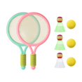 thumbnail image 3 of Almencla Kids Tennis Racket Racket Balls Comfortable Grip Badminton Shuttlecocks Portable Green Pink, 3 of 8
