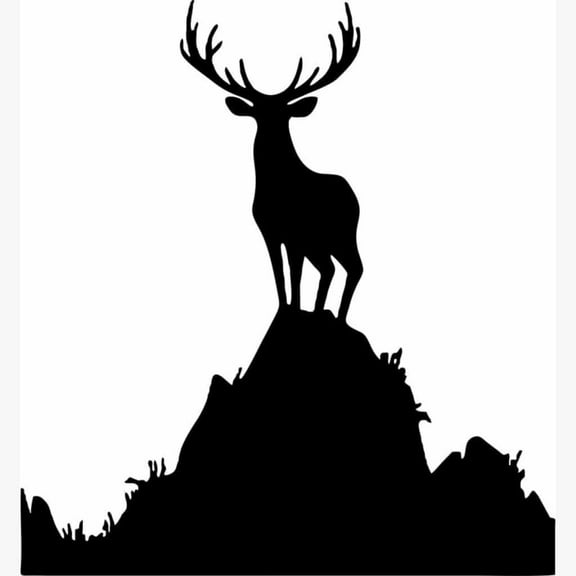 Deer On Hill Decal Sticker | 6-Inches By 5.5-Inches | Black Vinyl