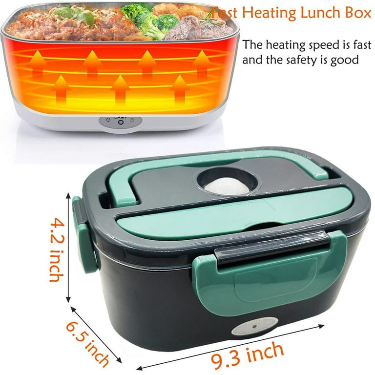 Electric Lunch Box Food Heater, 1.5l Upgraded Heated Lunch Boxes For  Adults,durable 2-in-1 Portable Food Warmer For Car &  Home/office,leak-proof,with