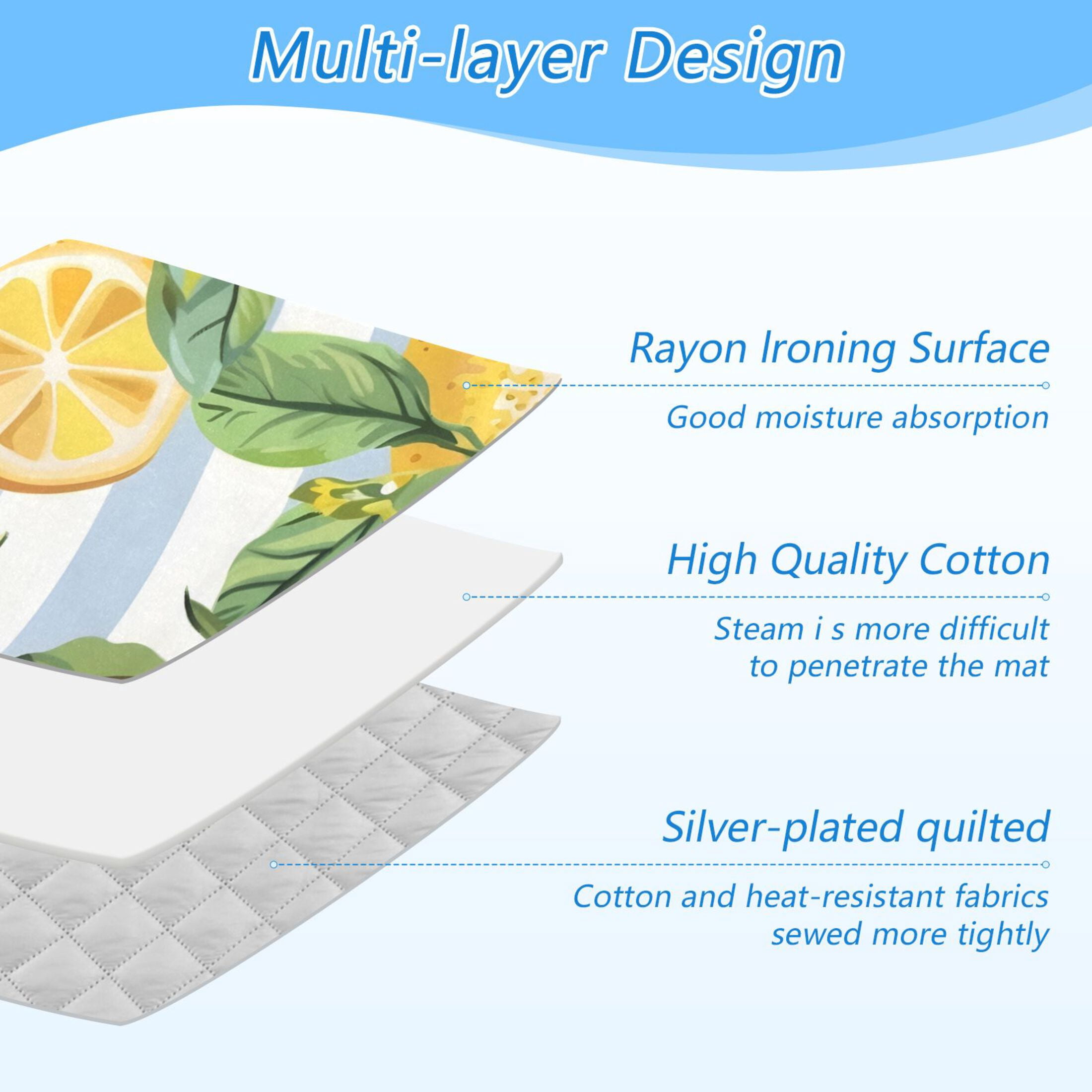 Lemons and Leaves Ironing Mat Blanket Portable Travel Ironing Pad Heat Resistant Pad 47.2" x 27.6”