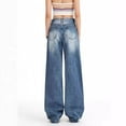 thumbnail image 4 of Women's Loose Straight Jeans for Women - Bell Bottom Jeans for Women Ripped High Waisted Classic Tassels Flared Pants Soft Cropped Jeans,Color:Blue,Size:M, 4 of 8