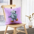 thumbnail image 5 of LALILO Throw Pillow Covers Walking Retro Robot Purple With Robot Cushion Cover 18" x 18", 2 Pack, 5 of 6