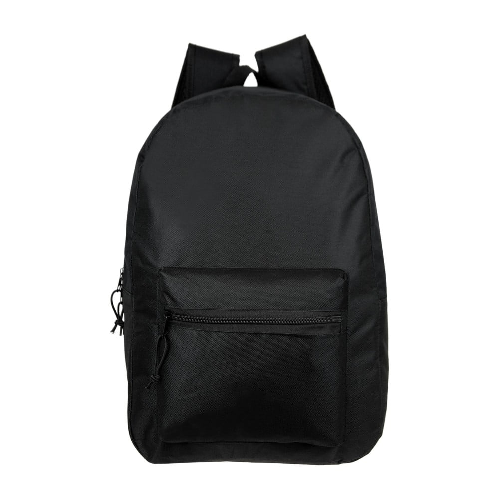 Moda West Wholesale Classic 15" Basic Backpack in Black Bulk Case of 24 Bookbags Walmart