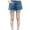 Blue, variant on HomeGardon Back to School Girl Shorts,8-16Years Children's Fashion Versatile Solid Color Pocket Ripped Denim Shorts