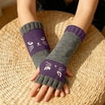 thumbnail image 5 of Women’s Knitted Fingerless Gloves with Cute Cat Embroidery – Soft Warm Winter Knit Mittens for Typing, Walking, Casual Wear – One Size Fits Most, 5 of 5