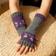 thumbnail image 5 of Guantes sin dedos tejidos, detalle bordado, mitones elegantes con dedos abiertos, 22cm x 10cm para uso casual femenino., 5 of 5