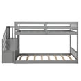 thumbnail image 4 of Twin Over Twin Bunk Bed with Stairs and Storages for Kids Teens, Solid Wood Low Bunk Beds Frame with Support Slat, No Box Spring Required, Gray 76''Lx39.3''Wx50.6''H, 4 of 7