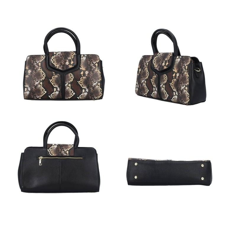 Shop LC Snake Print Pattern Genuine Leather Tote Bag with Handle and  Detachable Shoulder Straps Birthday Gifts