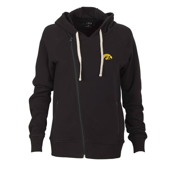 Women's Black Iowa Hawkeyes Fleece Moto Jacket