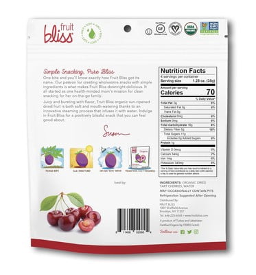Fruit Bliss Organic Tart Cherries 5 oz (Pack of 6)