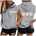 thumbnail image 2 of Sombrero Superior para las Mujeres Manga Corta Delantera Y Trasera Impresa Cuerda de Bolsillo con Capucha Sudadera Superior, Desgaste Casual Toda la Temporada, 2 of 5